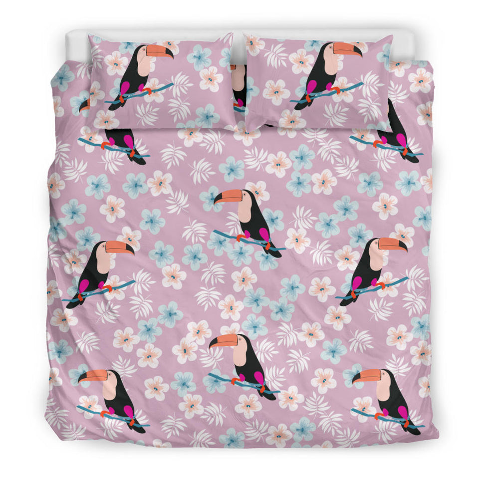 Beautiful Toucan Flower Leaves Bedding Set