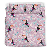 Beautiful Toucan Flower Leaves Bedding Set