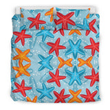 Blue Red Orange Starfish Pattern Bedding Set