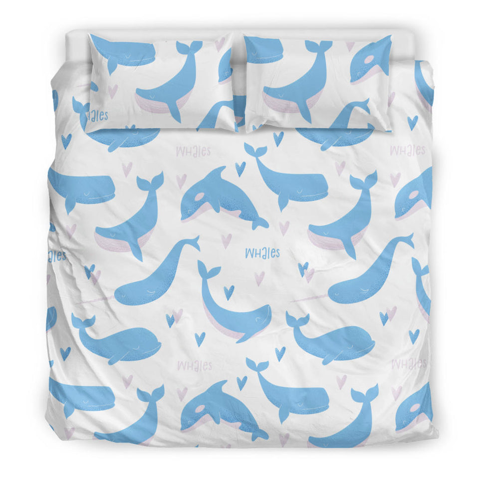 Blue Whale Pattern Bedding Set