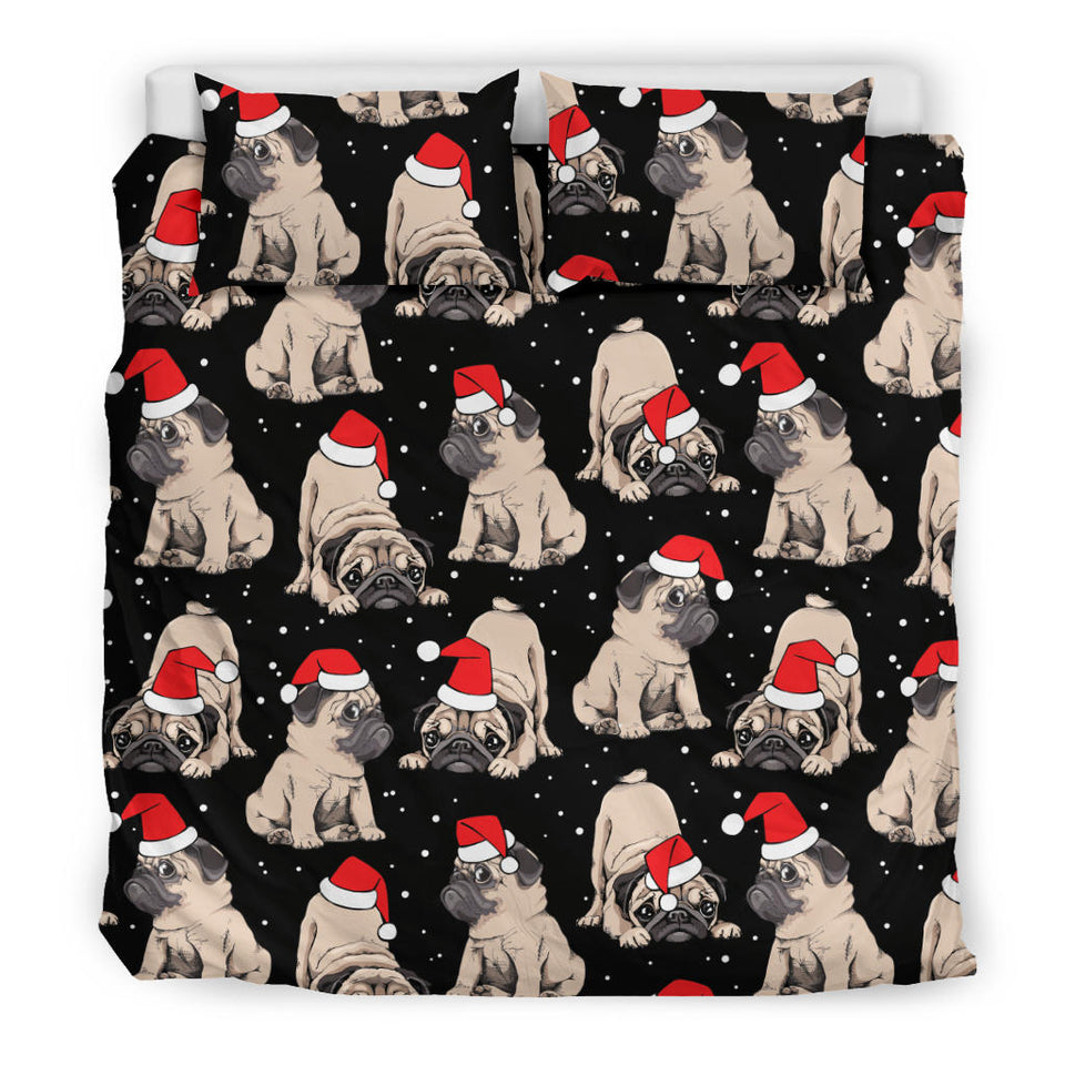 Christmas Pugs Santa_S Red Cap Pattern Bedding Set