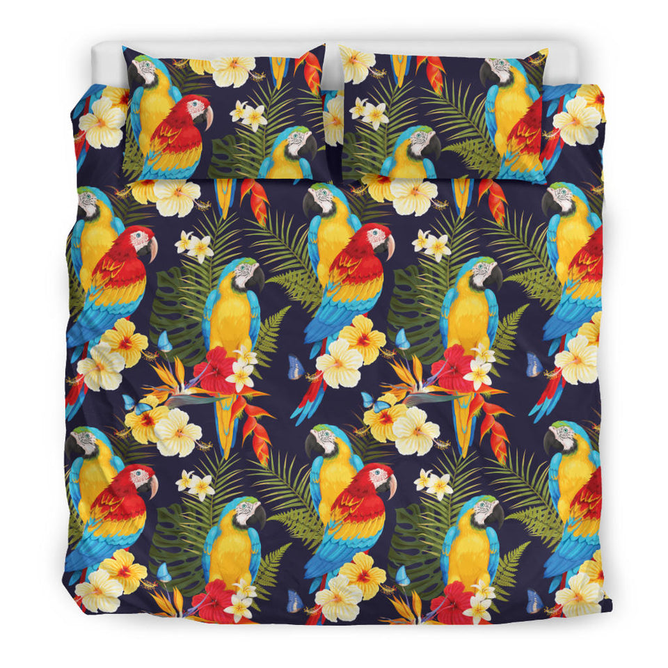 Colorful Parrot Flower Pattern Bedding Set