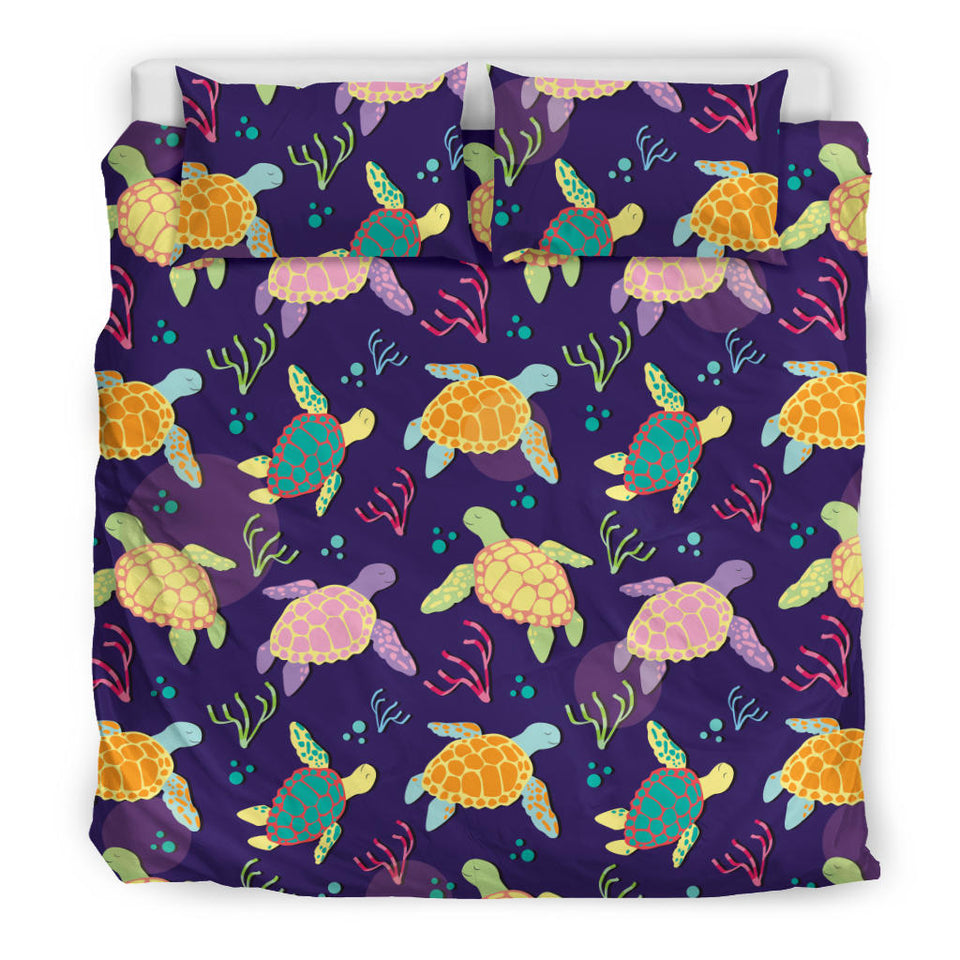 Colorful Sea Turtle Pattern Bedding Set