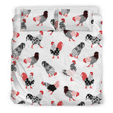 Cool Rooster Chicken Cock Floral Ornament Background Bedding Set