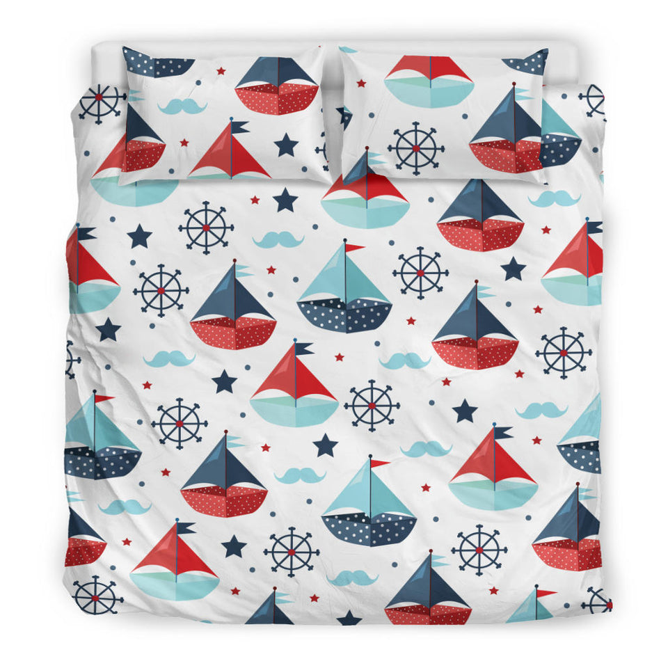 Cute Color Paper Sailboat Pattern Bedding Set