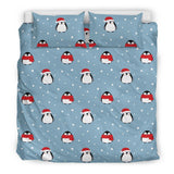 Cute Penguin Christmas Snow Pattern Bedding Set