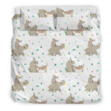 Cute Rhino Pattern Background Bedding Set