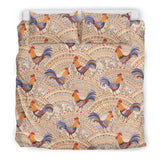 Cute Rooster Chicken Cock Floral Ornament Background Bedding Set
