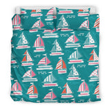 Cute Sailboat Pattern Bedding Set