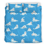 Cute Sea Lion Seal Pattern Background Bedding Set