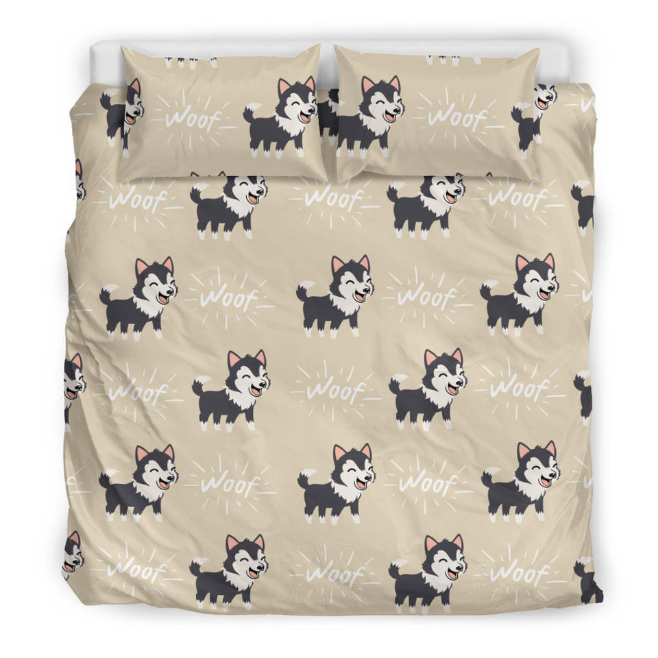 Cute Siberian Husky Bedding Set