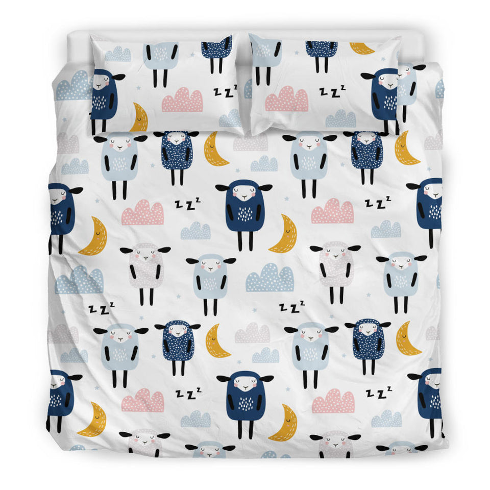 Cute Sleeping Sheep Moon Cloud Pattern Bedding Set