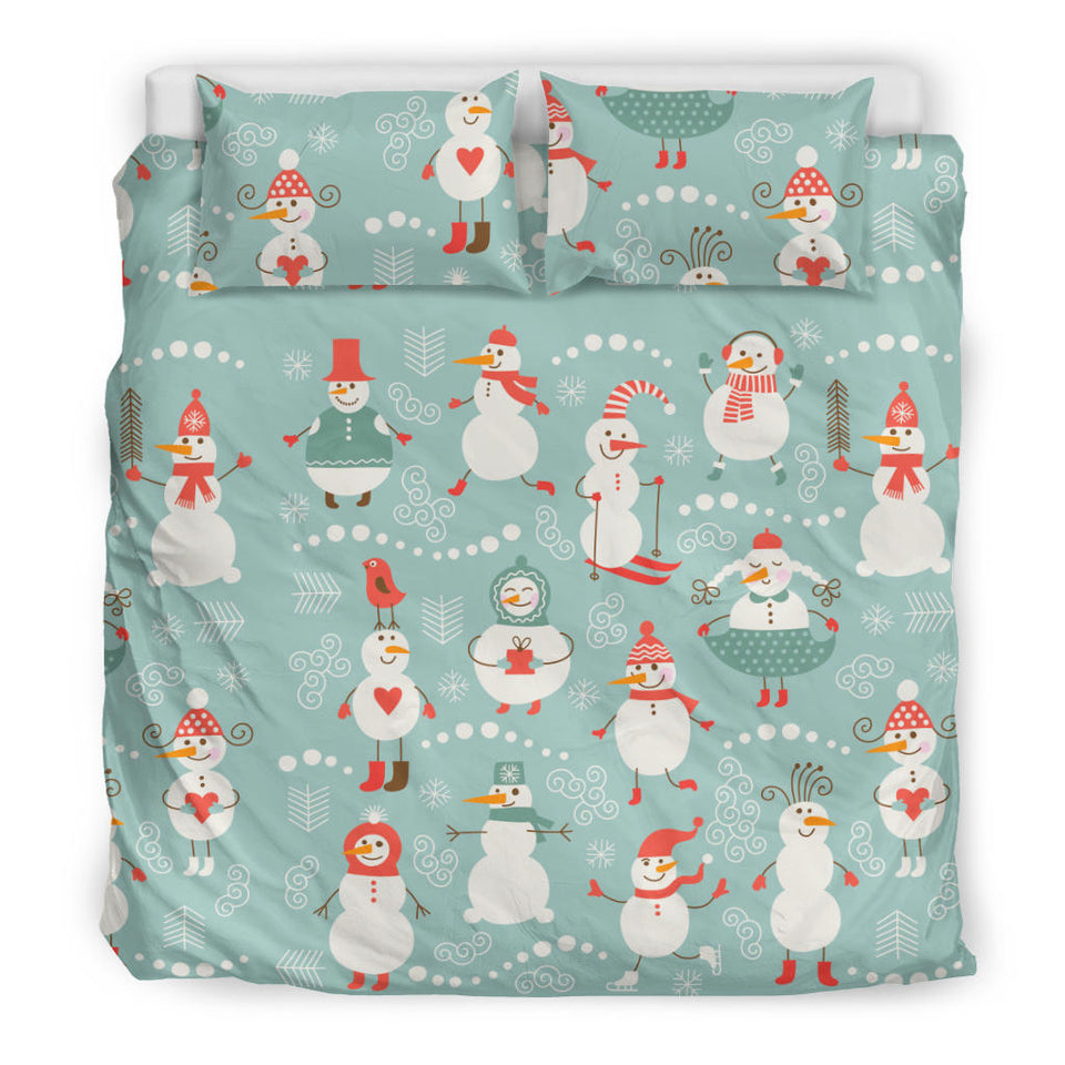 Cute Snowman Pattern Bedding Set