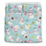 Cute Snowman Snowflake Pattern Bedding Set