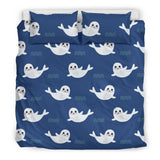 Cute White Baby Sea Lion Seal Pattern Bedding Set