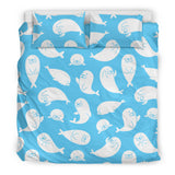 Cute White Sea Lion Seals Pattern Bedding Set