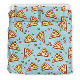 Hand Drawn Pizza Blue Background Bedding Set