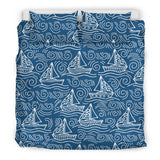 Hand Drawn Sailboat Pattern Bedding Set