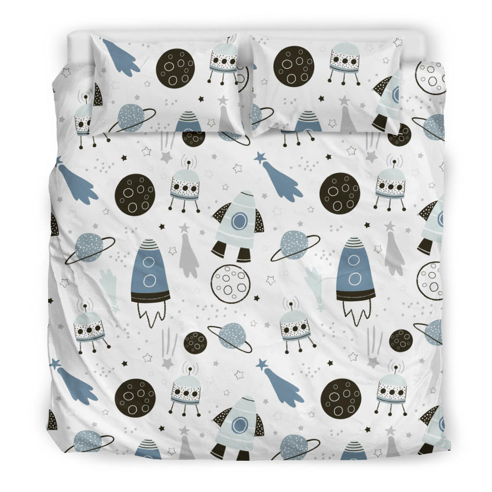 Hand Drawn Space Elements Space Rocket Star Planet Space Probe Bedding Set