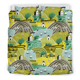 Hand Drawn Windmill Pattern Bedding Set