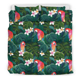 Parrot Palm Tree Leaves Flower Hibiscus Pattern Bedding Set