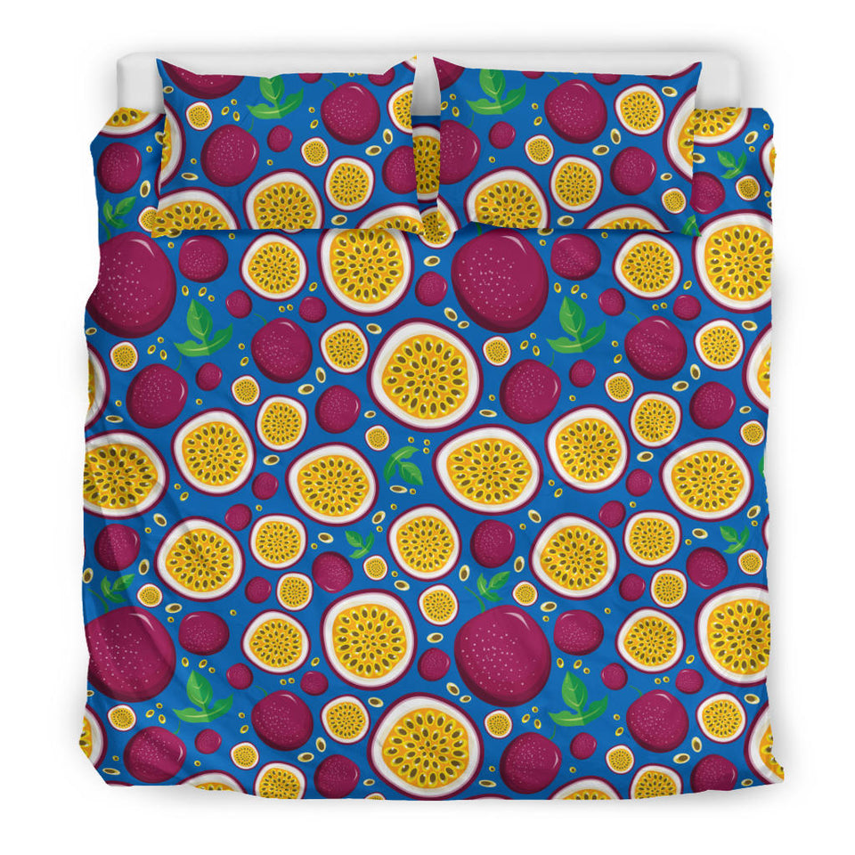 Passion Fruit Blue Background Bedding Set