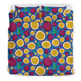 Passion Fruit Blue Background Bedding Set