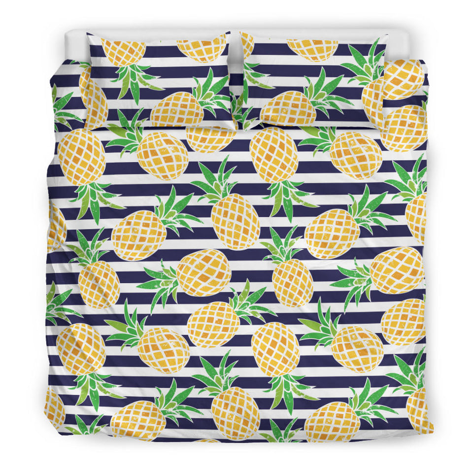 Pineapples Pattern Striped Background Bedding Set