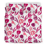 Pink Sketch Tulip Pattern Bedding Set