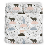 Polar Bears Star Poka Dot Pattern Bedding Set