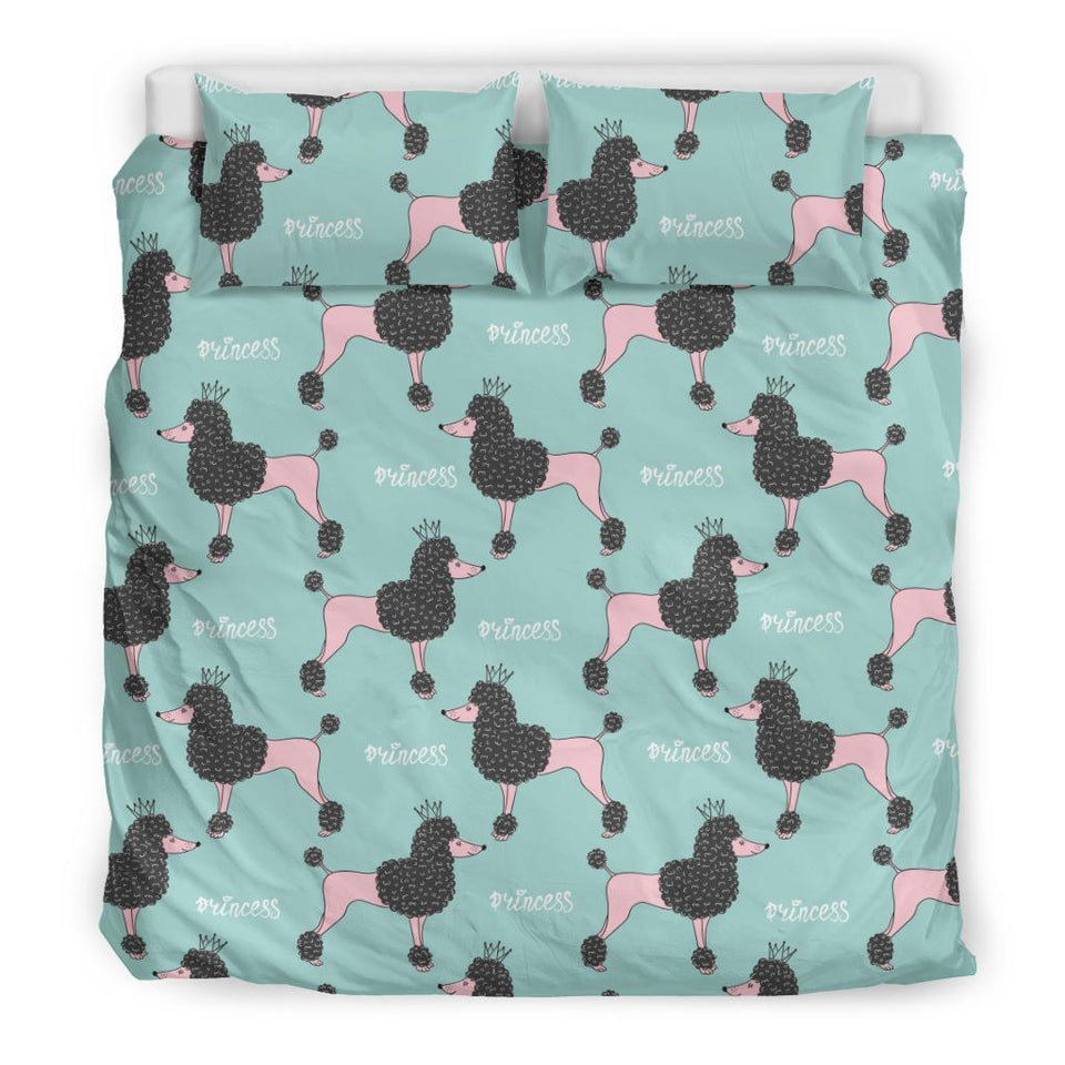 Poodle Dog Green Background Bedding Set