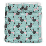 Poodle Dog Green Background Bedding Set