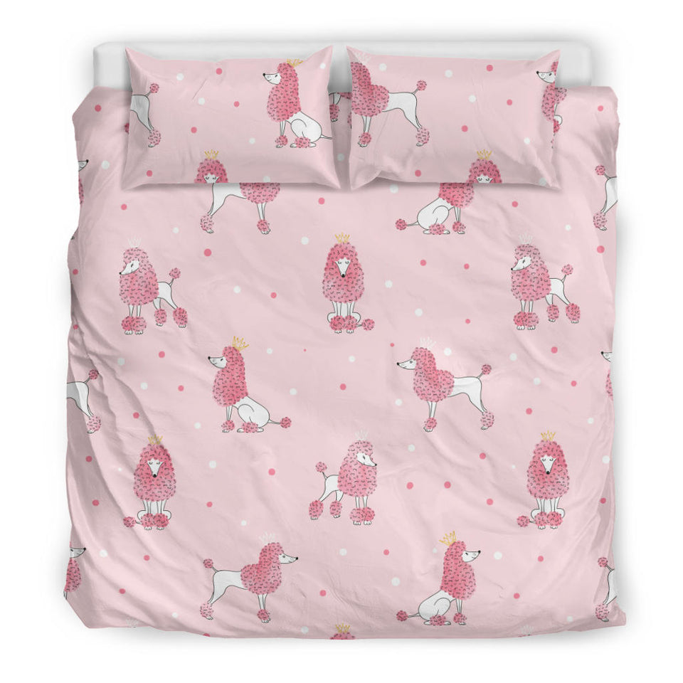 Poodle Dog Pink Color Theme Bedding Set