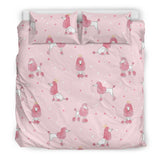 Poodle Dog Pink Color Theme Bedding Set