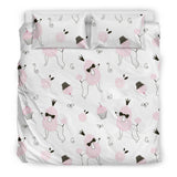 Poodle Dog Rose Cake Pattern Bedding Set.