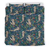 Raccoon Tropical Leaves Pattern Bedding Set