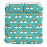 Rainbow Pattern Green Background Bedding Set