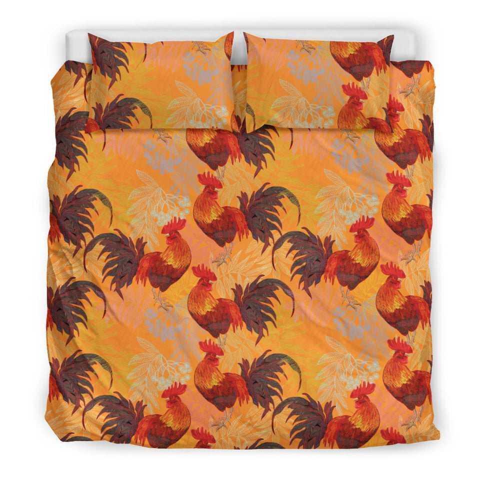 Red Rooster Chicken Cock Pattern Bedding Set