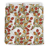 Red Tulips And Daffodils Pattern Bedding Set