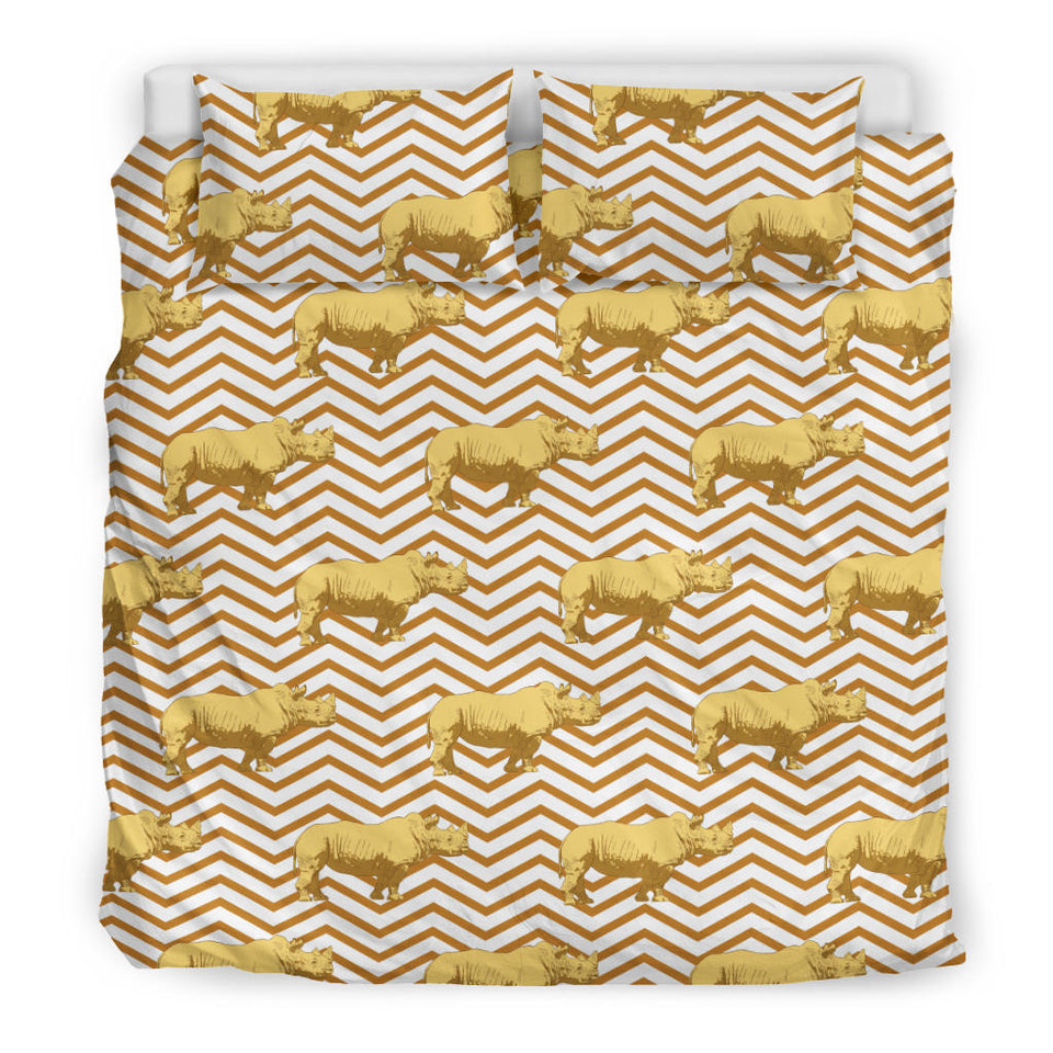 Rhino Yellow Theme Pattern Bedding Set