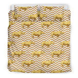 Rhino Yellow Theme Pattern Bedding Set