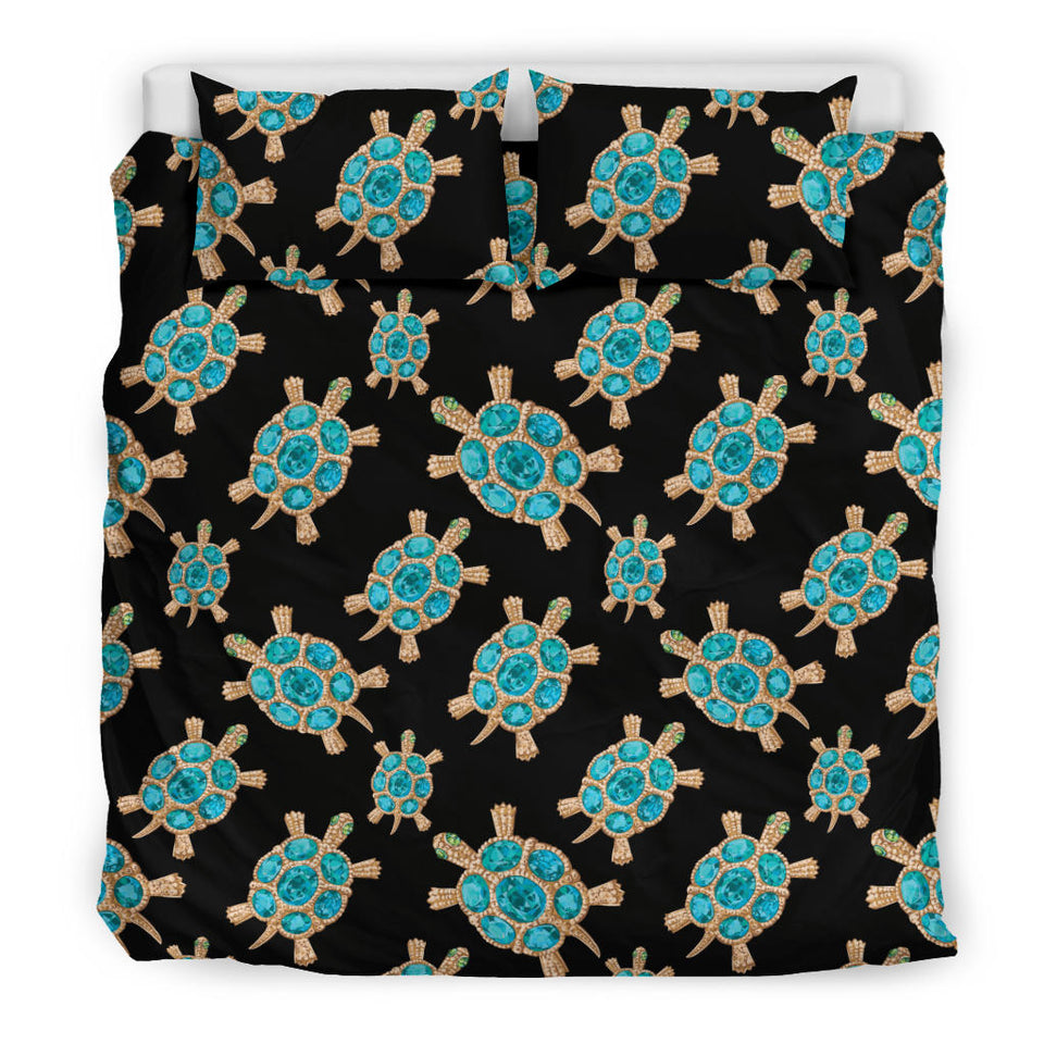 Sea Turtle Blue Stone Pattern Bedding Set