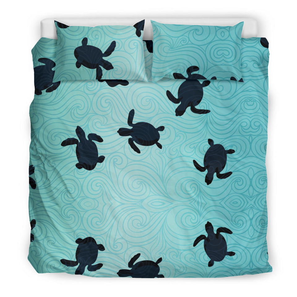Sea Turtle With Blue Ocean Backgroud Bedding Set