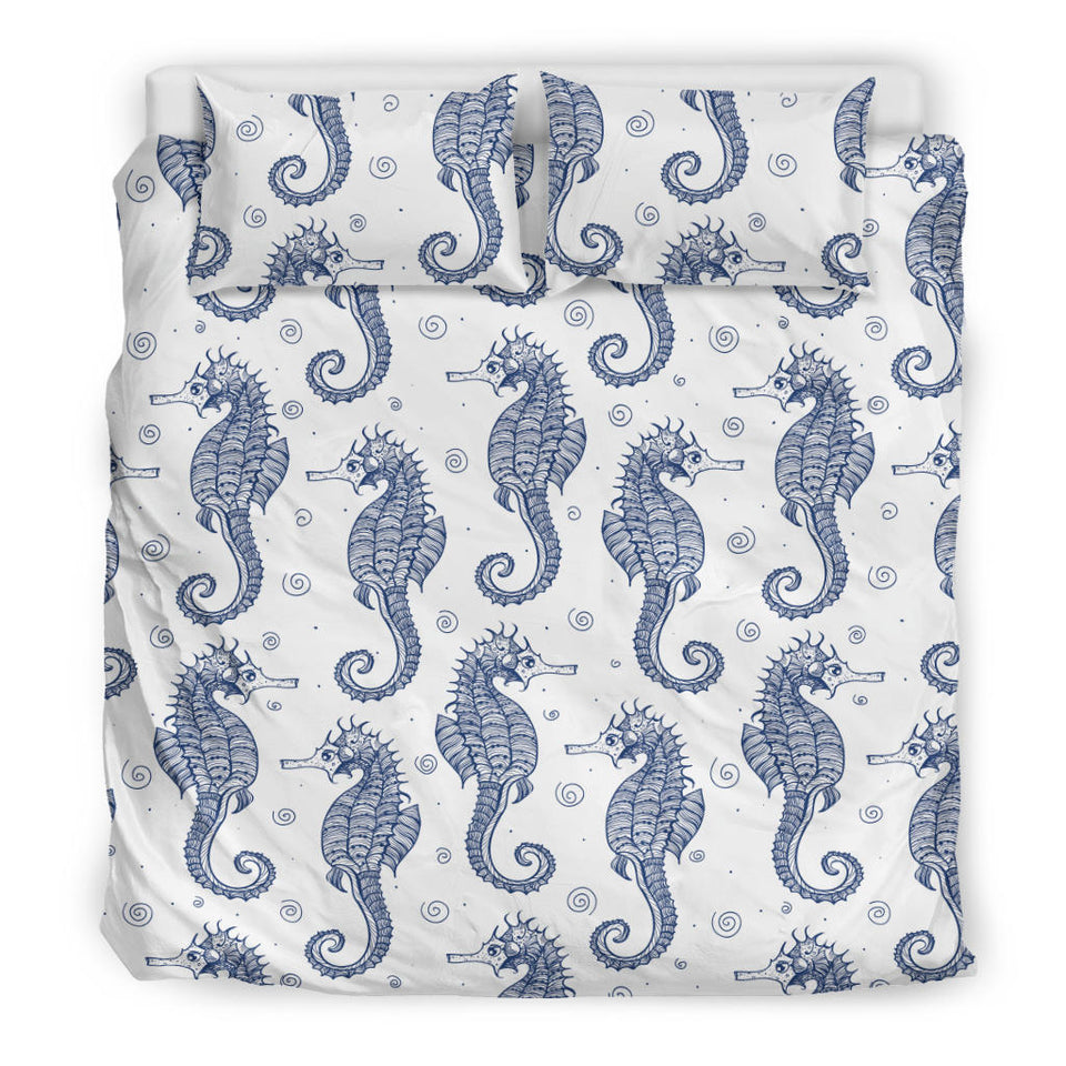 Seahorse Pattern Background Bedding Set