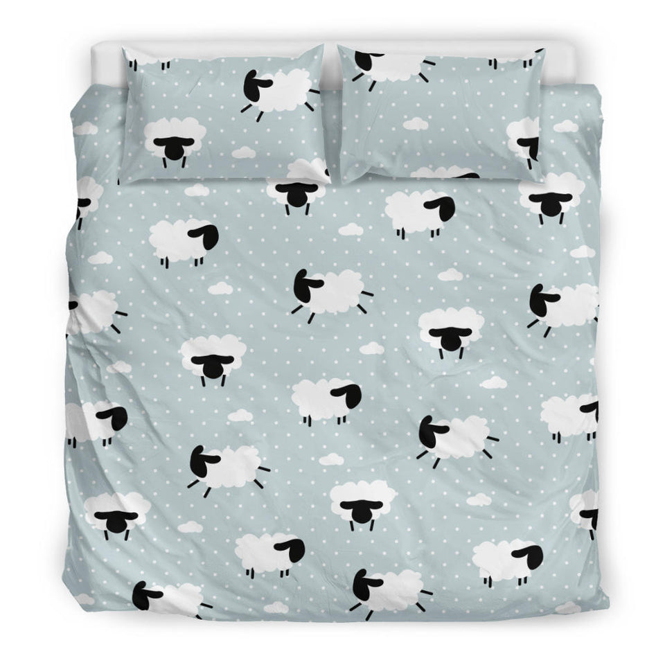 Sheep Polka Dot Cloud Pattern Bedding Set