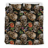 Skull Rose Humming Bird Flower Pattern Bedding Set