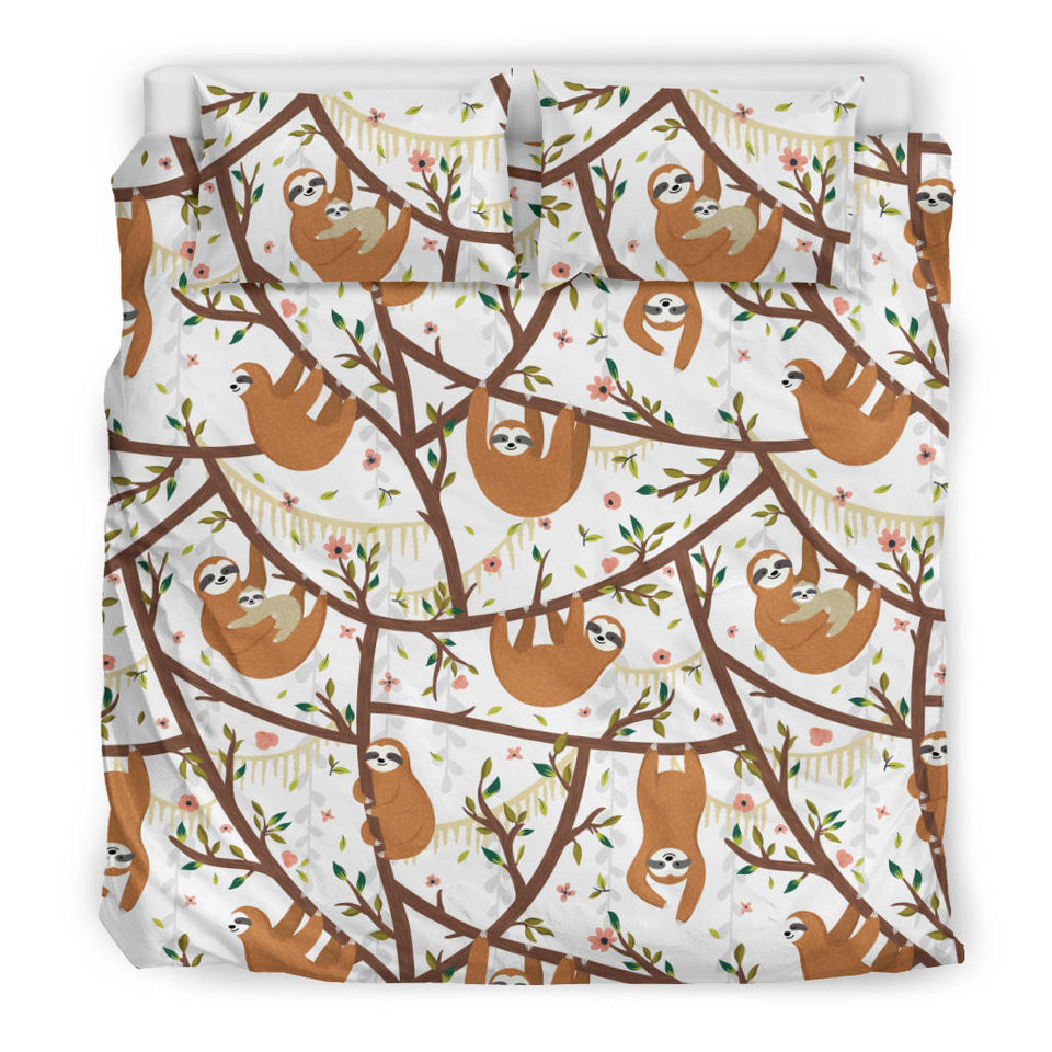 Sloths Hanging On The Tree Pattern Bedding Set
