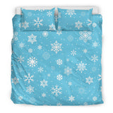 Snowflake Pattern Blue Background Bedding Set