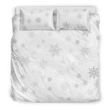 Snowflake Pattern White Background Bedding Set
