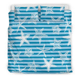 Starfish Blue Blackground Bedding Set